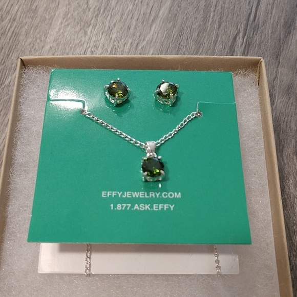 Effy Sterling & Peridot Necklace & Earrings - Picture 1 of 2